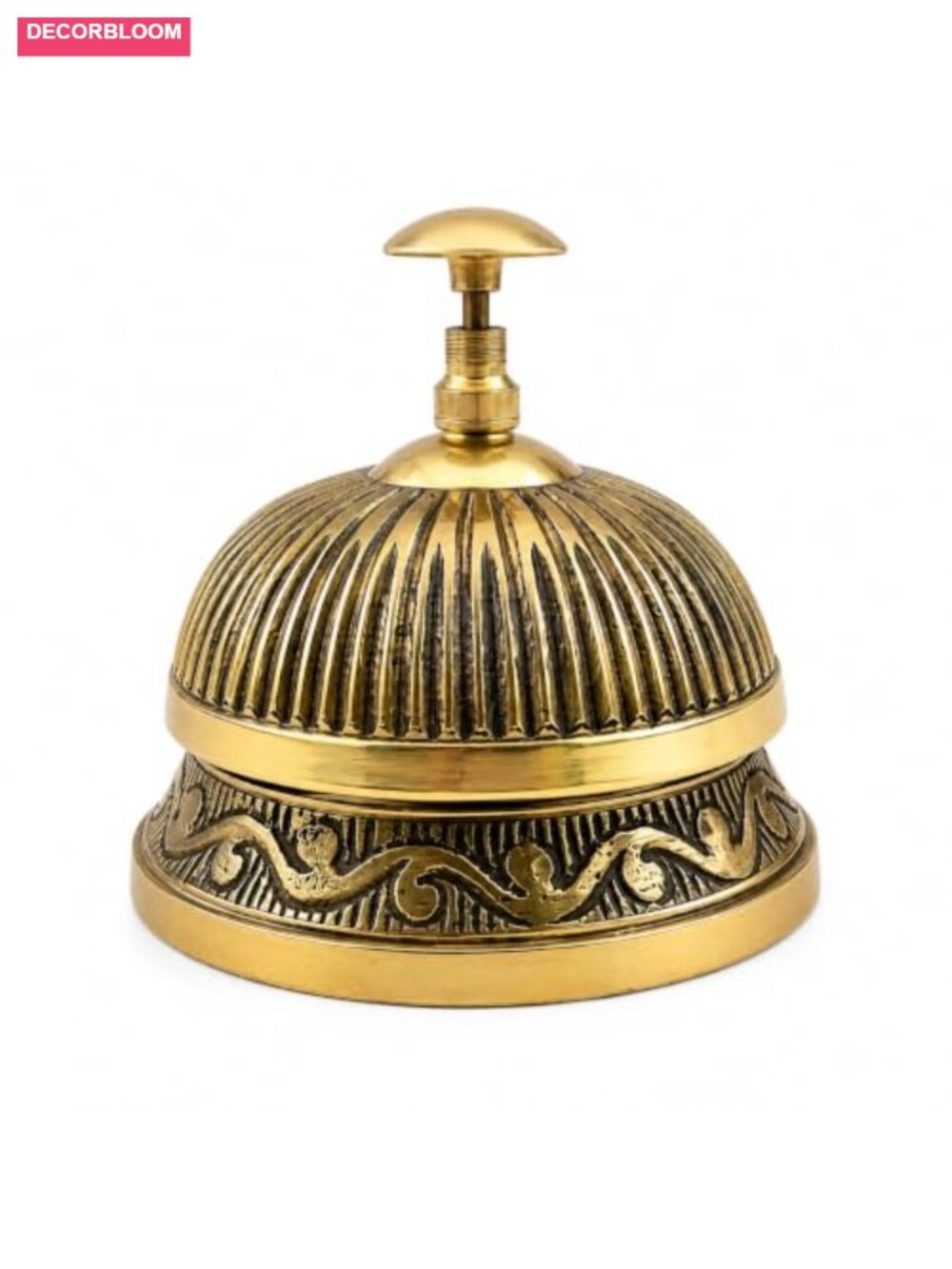 Vintage Solid Brass Desk Bell Handmade Engraved Service Call Bell for Hotel